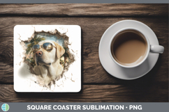 GorgeousDogs 3D Palm Tree Hole in he Wall Square Coaster design.