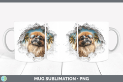 GorgeousDogs 3D Palm Tree Hole in he Wall Mug Wrap design.