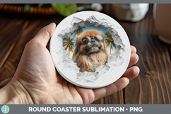 GorgeousDogs 3D Palm Tree Hole in he Wall Round Coaster design.
