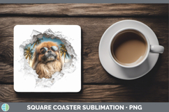 GorgeousDogs 3D Palm Tree Hole in he Wall Square Coaster design.