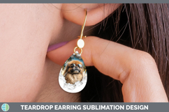 GorgeousDogs 3D Palm Tree Hole in he Wall Teardrop Earrings design.
