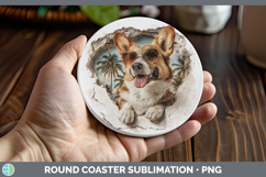 GorgeousDogs 3D Palm Tree Hole in he Wall Round Coaster design.
