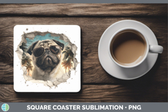 GorgeousDogs 3D Palm Tree Hole in he Wall Square Coaster design.