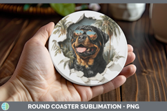 GorgeousDogs 3D Palm Tree Hole in he Wall Round Coaster design.