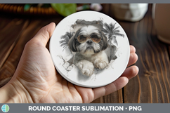 GorgeousDogs 3D Palm Tree Hole in he Wall Round Coaster design.