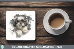 GorgeousDogs 3D Palm Tree Hole in he Wall Square Coaster design.