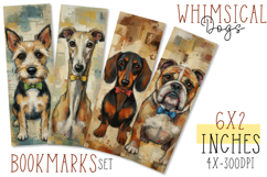 Whimsical Dogs Bookmarks, 4x Pets Bookmarks, PNG Product Image 1