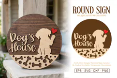 Dog's House Round Welcome Sign SVG Template Product Image 1
