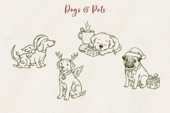 Vintage Hand-Drawn Christmas Illustrations| Line Art Clipart Product Image 6