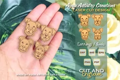 4x Dogs Earrings, Studs Laser Cut Files SVG Templates Product Image 1