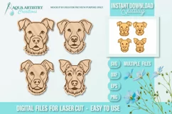 4x Dogs Earrings, Studs Laser Cut Files SVG Templates Product Image 3