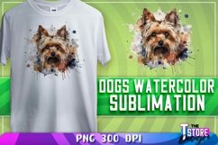 Dogs Watercolor Sublimation | T-Shirt Design | PNG File Product Image 1