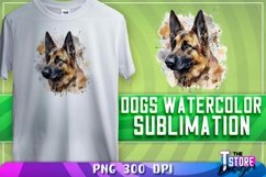 Dogs Watercolor Sublimation | T-Shirt Design | PNG File Product Image 1