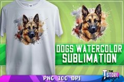 Dogs Watercolor Sublimation | T-Shirt Design | PNG File Product Image 1