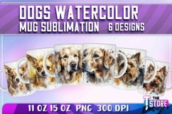 Dogs Watercolor Mug Sublimation | 11oz 15oz Mug Sublimation Product Image 1
