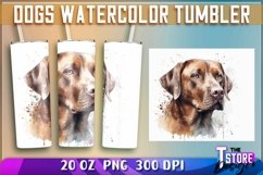 Dogs Watercolor Tumblers Wrap 20 oz. | PNG File | Dog PNG Product Image 1