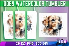 Dogs Watercolor Tumblers Wrap 20 oz. | PNG File | Dog PNG Product Image 1