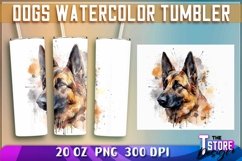 Dogs Watercolor Tumblers Wrap 20 oz. | PNG File | Dog PNG Product Image 1