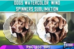 Dogs Watercolor Wind Spinners Sublimation | PNG Design Product Image 1