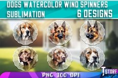 Dogs Watercolor Wind Spinners Sublimation | PNG Design Product Image 1