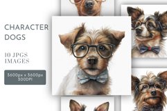Dogs in Glasses | Watercolour Clipart JPG Product Image 1