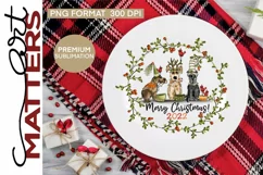 Dogs Wreath Merry Christmas 2022- 300 DPI - Hand Painted Product Image 3