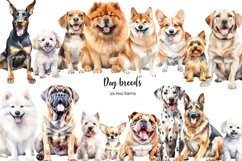 Watercolor 25 dog breeds clipart. Dogs clip art. Dog types Product Image 1