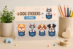 Cute Dog Pocket Stickers Printable PNG | Animal sticker PNG Product Image 1