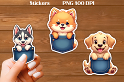 Cute dog in pocket sticker printable | Animal stickers PNG Product Image 1