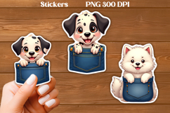 Cute dog in pocket sticker printable | Animal stickers PNG Product Image 1