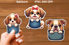 Cute dog in pocket sticker printable | Animal stickers PNG Product Image 1