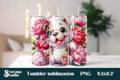 Funny bulldog dog flower tumbler bundle sublimation Product Image 4