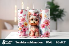 Yorkshire terrier dog flower tumbler PNG | Animal tumbler Product Image 1