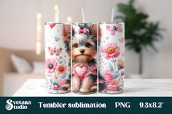 Yorkshire terrier dog flower tumbler sublimation Product Image 1