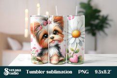Funny bulldog dog flower tumbler bundle sublimation Product Image 2