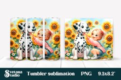 Dalmatian dog girl sunflower tumbler wrap sublimation design Product Image 1