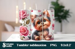 Yorkshire terrier dog rose tumbler sublimation design Product Image 1