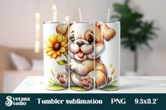 Bulldog dog sunflower tumbler sublimation design Product Image 1