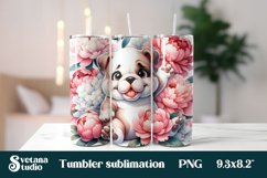 Funny bulldog dog flower peonies tumbler sublimation Product Image 1