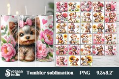 Funny bulldog dog flower tumbler bundle sublimation Product Image 1