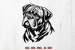 Dogue de Bordeaux SVG | French Mastiff Dog Portrait Line Art Product Image 1