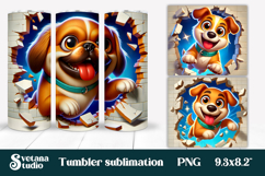 Funny dog in wall tumbler wrap | Funny animal tumbler PNG Product Image 1