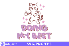 Funny Cat Hand-Drawn SVG PNG Sublimation Design Product Image 1
