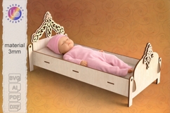 Laser Cut Doll Bed SVG , Doll Furniture Template Product Image 1