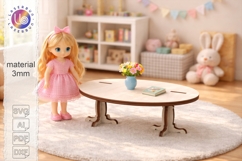 Oval Coffee Table SVG Dollhouse Furniture Laser Cut File Product Image 1
