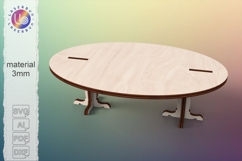 Oval Coffee Table SVG Dollhouse Furniture Laser Cut File Product Image 2