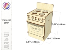 Dollhouse Gas Stove SVG Miniature Kitchen Appliance Laser Product Image 3