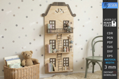 Dollhouse Shelf Laser Cut | Kids Laser | Nursery Wall Decor Product Image 1