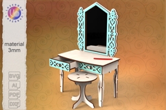 Doll Dressing Table with Stool SVG Laser cut files Product Image 1