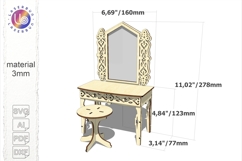 Doll Dressing Table with Stool SVG Laser cut files Product Image 2
